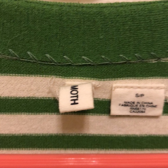 Anthropologie Moth Green & White Zipper Cardigan Size Small/P Well loved item! - Picture 9 of 9
